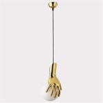 Modern Hand-Shaped Pendant Light | Gold-Finish Frosted Glass Globe Hanging Lamp for Bedside, Living Room, Dining Room