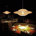 Wicker Chandelier,Retro Creative Bamboo Weaving Chandelier Rattan Art Pendant
