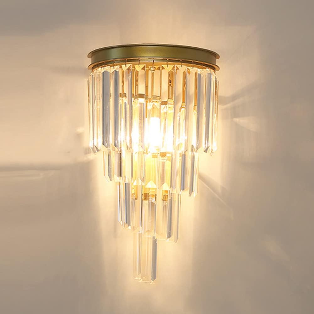 Modern Crystal Gold Wall Lights 2-Lights 4-Tiers Crystal E14 Bulb