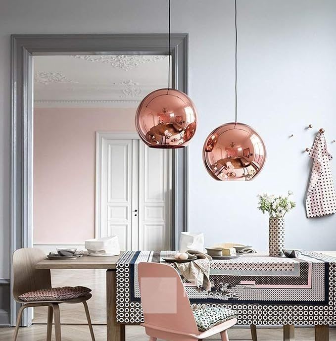 Copper Lampshade Glass, Pendant Light Glass Ball, Pendant Light Copper, E27 Pendant Light, 20 cm