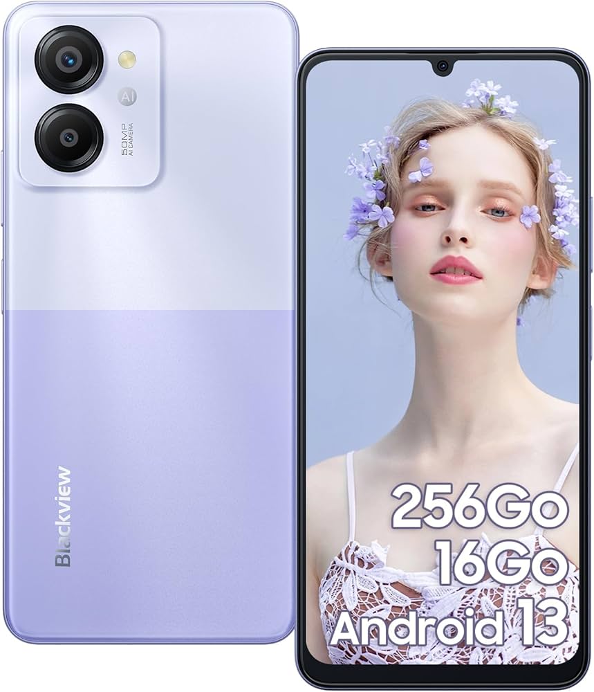 Blackview Color 8 Smartphone 6.75" Display 8GB+256GB Dual Sim 6000 mAh Battery  50MP+8MP Camera Android 13 Smartphone