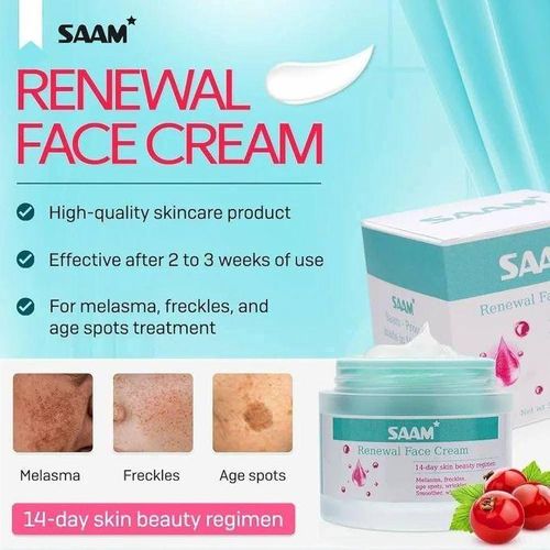 Renewal Face Cream | Melasma, Freckles, Age Spots & Dark Spots | With Alpha Arbutin and Kojic Acid | 50g