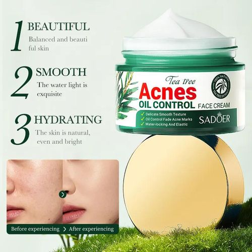 SADOER Acnes Oil Control Face Cream - Heals Acne, Fades Acne Marks, Soothes, Repairs, Moisturizes, Makes Skin Elastic - Tea Tree Acne Oil Control For Moisturizing, Repair, Water locking