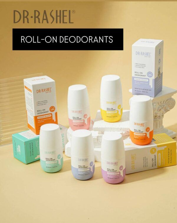 Dr Rashel Roll-Ons(Deodorant) - 48h Anti Sweat & Odour Protection - Available in 4 Flavors- Passion Bloom, Dry Comfort,,
Advance Bright, & Sensitive Protect (Choose yours under volume part)