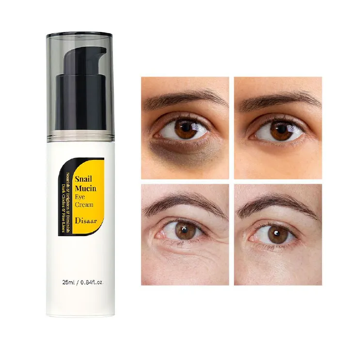 Disaar Snail Mucin Eye Cream - 72% Snail Secretion Filtrate & Niacinamide, 25ml, Dark Circles, Eye Bags, and Fine Lines Treatment, Eye Tightening & Revitalizing