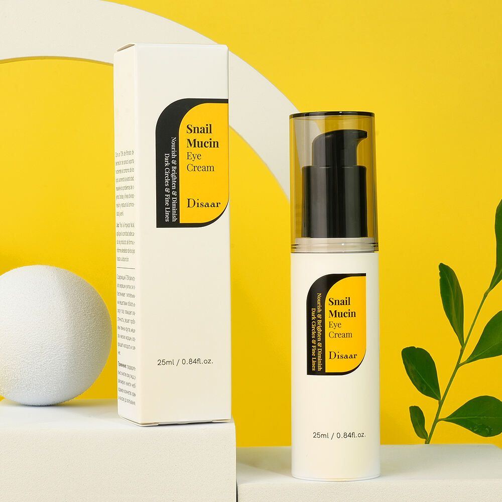 Disaar Snail Mucin Eye Cream - 72% Snail Secretion Filtrate & Niacinamide, 25ml, Dark Circles, Eye Bags, and Fine Lines Treatment, Eye Tightening & Revitalizing