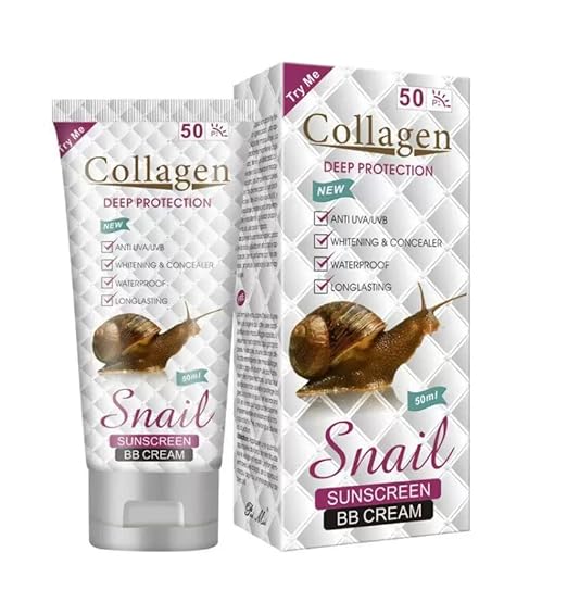 Collagen Snail Sunscreen Cream SPF 50 - Snail Anti-Acne Whitening Anti-Ageing Skin Care Sunscreen 50 ML