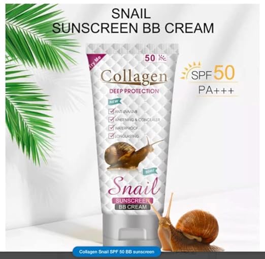 Collagen Snail Sunscreen Cream SPF 50 - Snail Anti-Acne Whitening Anti-Ageing Skin Care Sunscreen 50 ML
