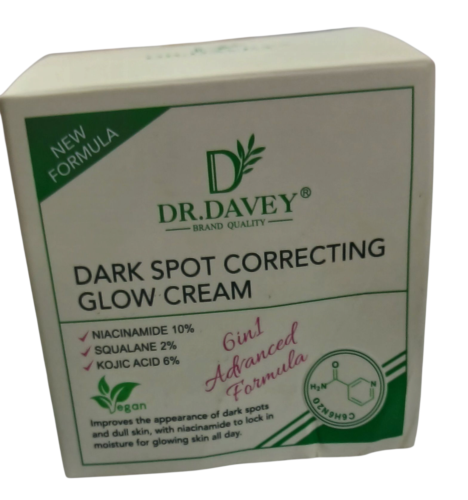 Dark Spot Correcting Glow Cream - Brightening & Hydrating Moisturizer Face Cream with 10% Niacinamide, 2% Squalane & 6% Kojic Acid