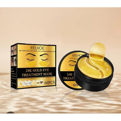 Eelhoe 24K Gold Eye Treatment Mask - 60 Pcs Eye Mask Pure Gold Anti-Aging Collagen Hyaluronic Acid Under Eye Mask for Removing Dark Circles, Puffiness & Wrinkles Refresh Your Skin