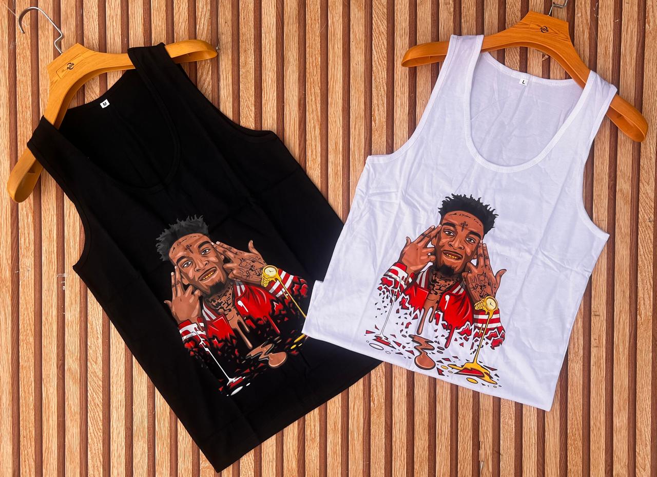 High quality Breathable sleeveless crewneck cotton tank top, basic solid undershirts vest, a-shirt One white piece and one black piece per pack.