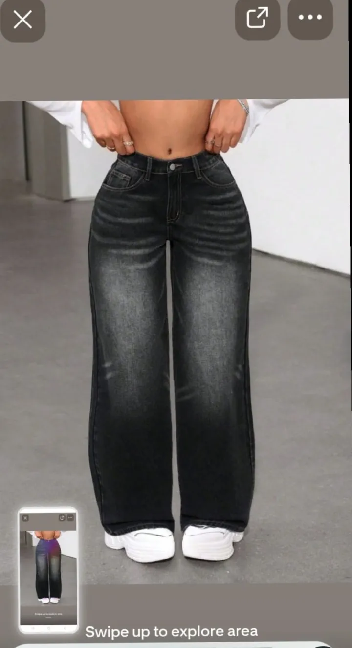 vintage premium High quality hard jeans denim Women's Wide Leg Casual Pants with Pockets, High Waisted Cargo Pants,