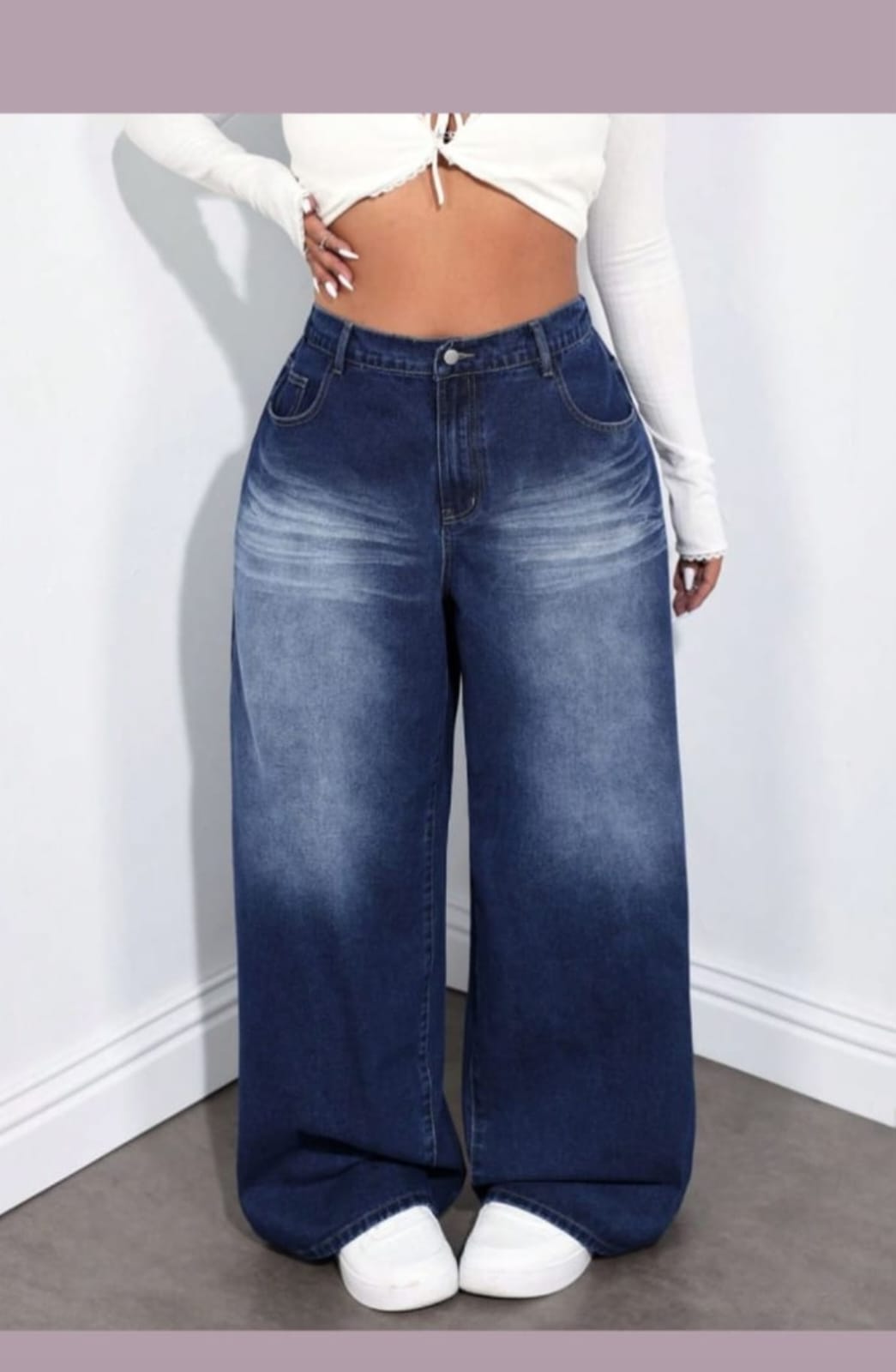 vintage premium High quality hard jeans denim Women's Wide Leg Casual Pants with Pockets, High Waisted Cargo Pants,