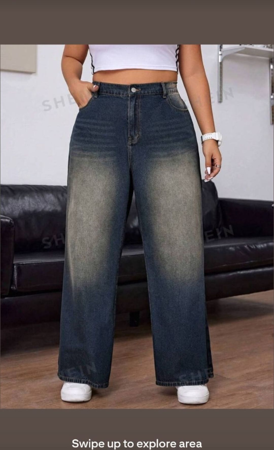 vintage premium High quality hard jeans denim Women's Wide Leg Casual Pants with Pockets, High Waisted Cargo Pants,