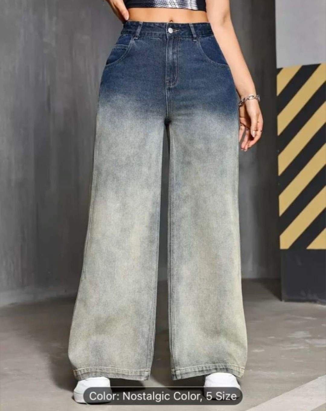 vintage premium High quality hard jeans denim Women's Wide Leg Casual Pants with Pockets, High Waisted Cargo Pants,