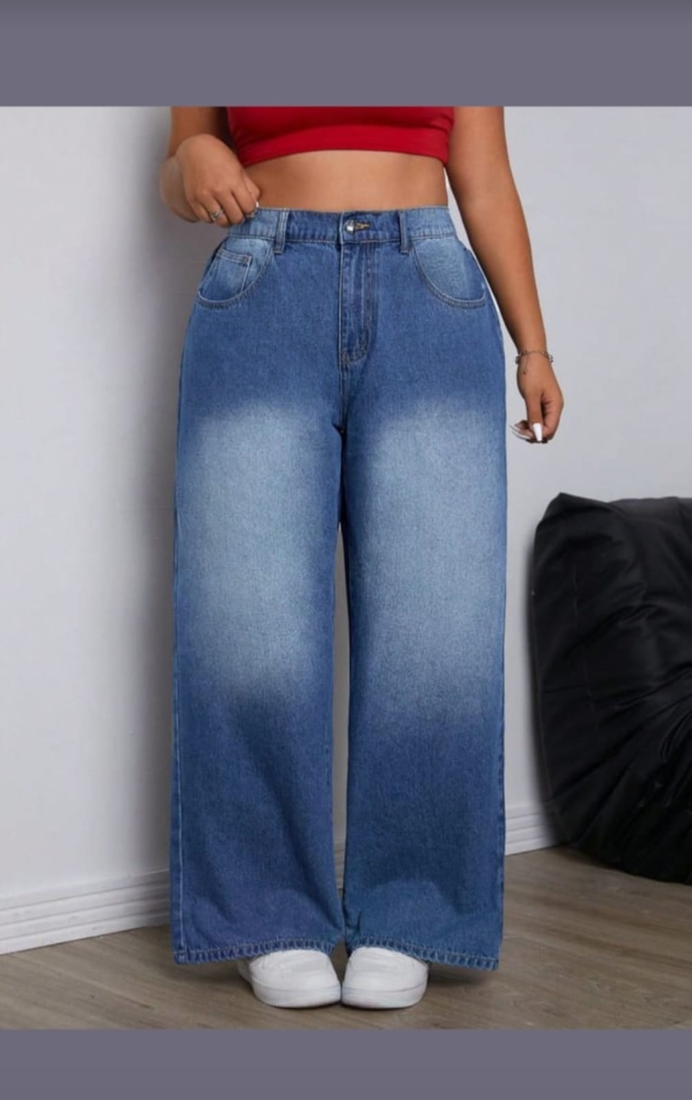 vintage premium High quality hard jeans denim Women's Wide Leg Casual Pants with Pockets, High Waisted Cargo Pants,