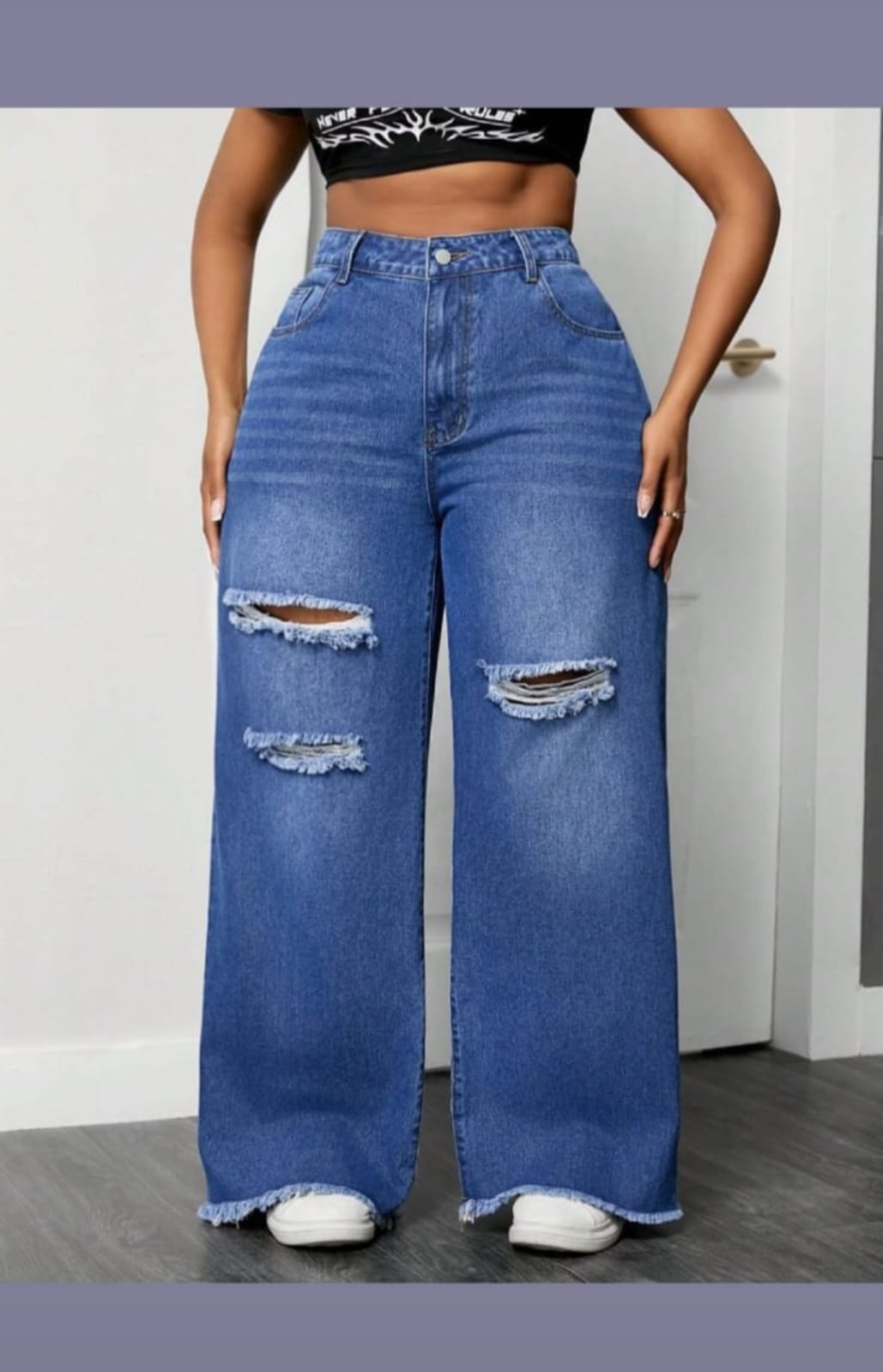 vintage premium High quality hard jeans denim Women's Wide Leg Casual Pants with Pockets, High Waisted Cargo Pants,
