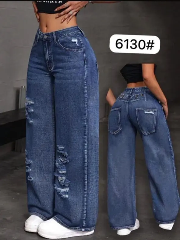 vintage premium High quality hard jeans denim Women's Wide Leg Casual Pants with Pockets, High Waisted Cargo Pants,