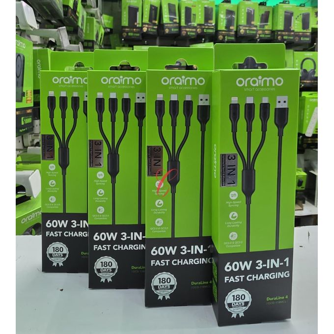 Oraimo DuraLine 4 OCD-118MCL 60W 3 in 1 Fast Charging USB cable
