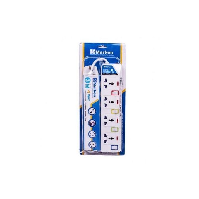 Marken 5-Way Power Extension Socket with Surge Protection – 3 Metre Cable