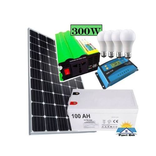 Solarmax Solar 150W Solar Panel Full Kit + 100AH Solar Battery + 10AH Solar Charge Controller + 300W DC To AC Inverter + 4 DC Bulbs +10m connecting wire cable: 25 Years Warranty