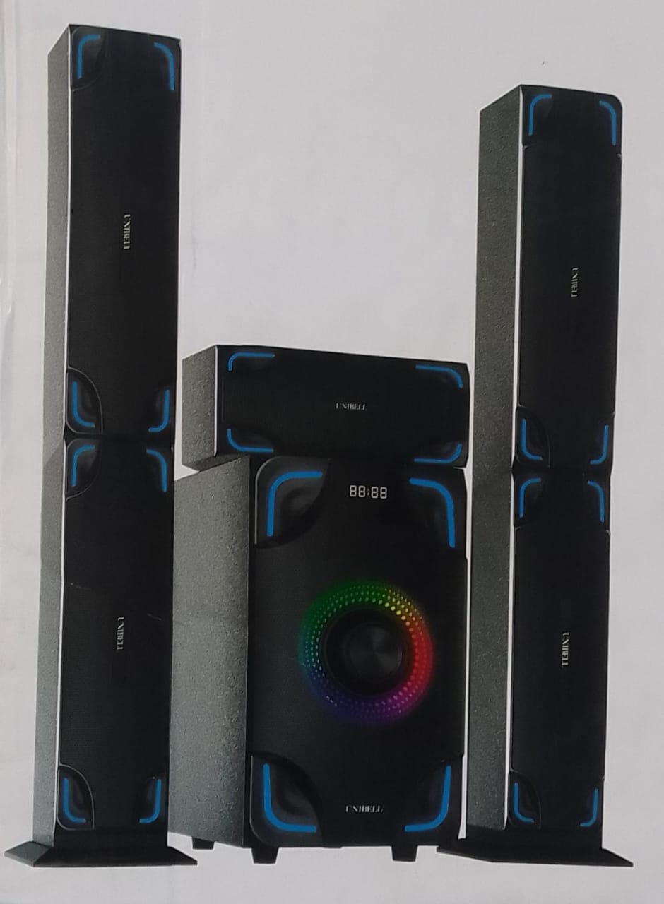 NOBEL 55000W PMPO MULTIMEDIA SPEAKER SYSTEM, 5.1CH, DEEP BASS BLAST, 2 TALL BOYS, PREMIUM SOUND QUALITY, ADJUSTABLE SOUND CONTROLS, BLUETOOTH, FM RADIO, HDMI, SD CARD, AUX, USB, RCA, REMOTE CONTROL, N