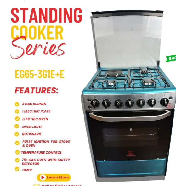 3+1 EUROCHEF EG65-3G1E+E Standing Cooker 60×60