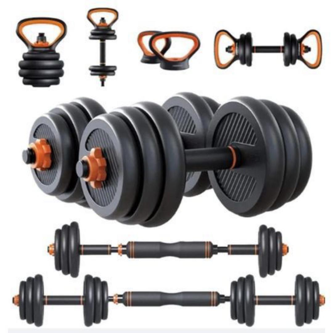 30 KGS 6 In 1 Multifunctional Weight Dumbbell Set- Adjustable Dumbbells With Connector-Dumbbells, Barbell, Kettlebells, AB Roller, Push Up Stand, Weight Plate, Fitness Exercises And Strength Training