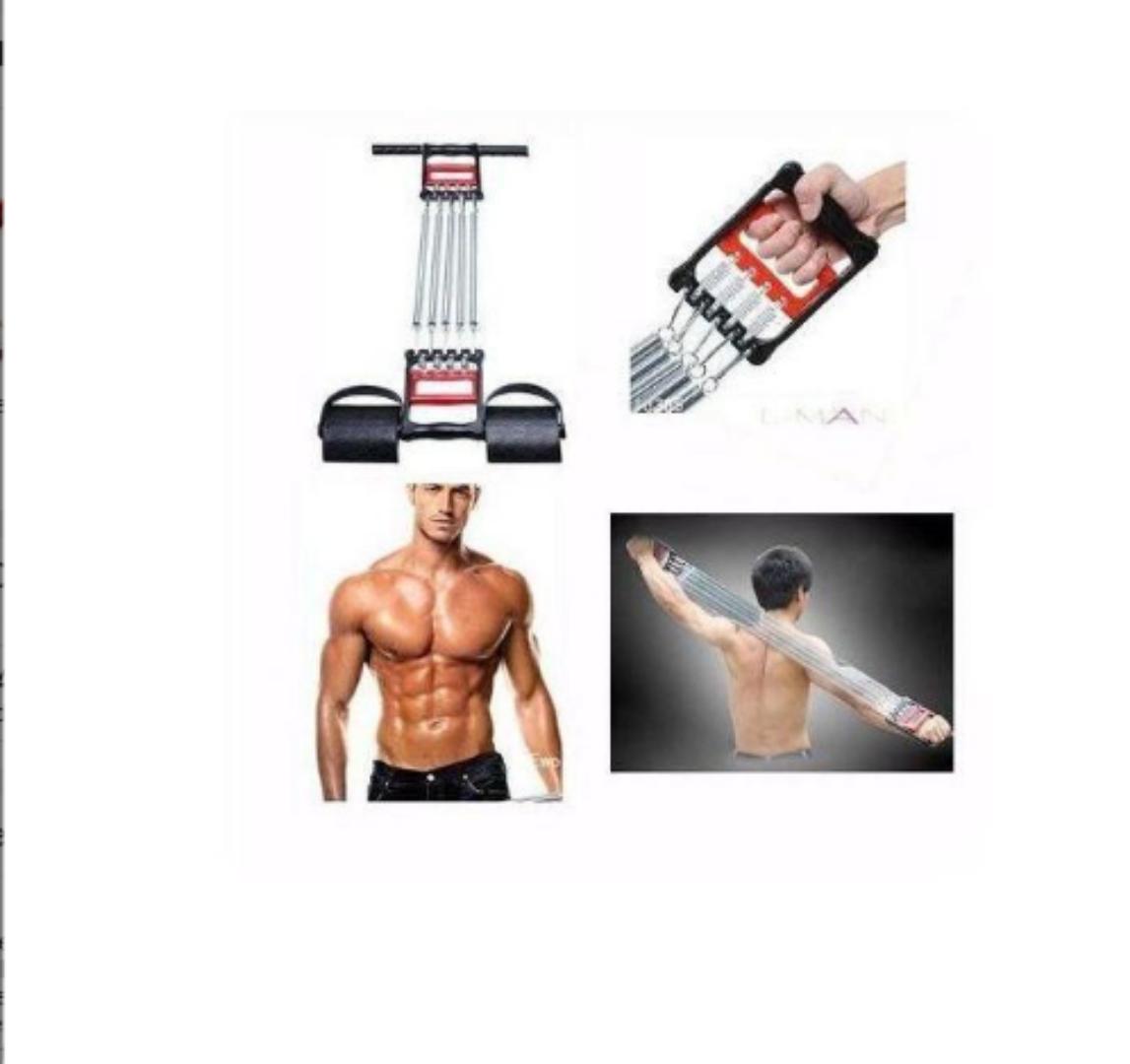 5 Detachable Multi Usage 3 in 1 Chest Expander Spring For Men And Women Inbuilt Hand Gripper w/ Tummy Trimmer Exerciser For Home