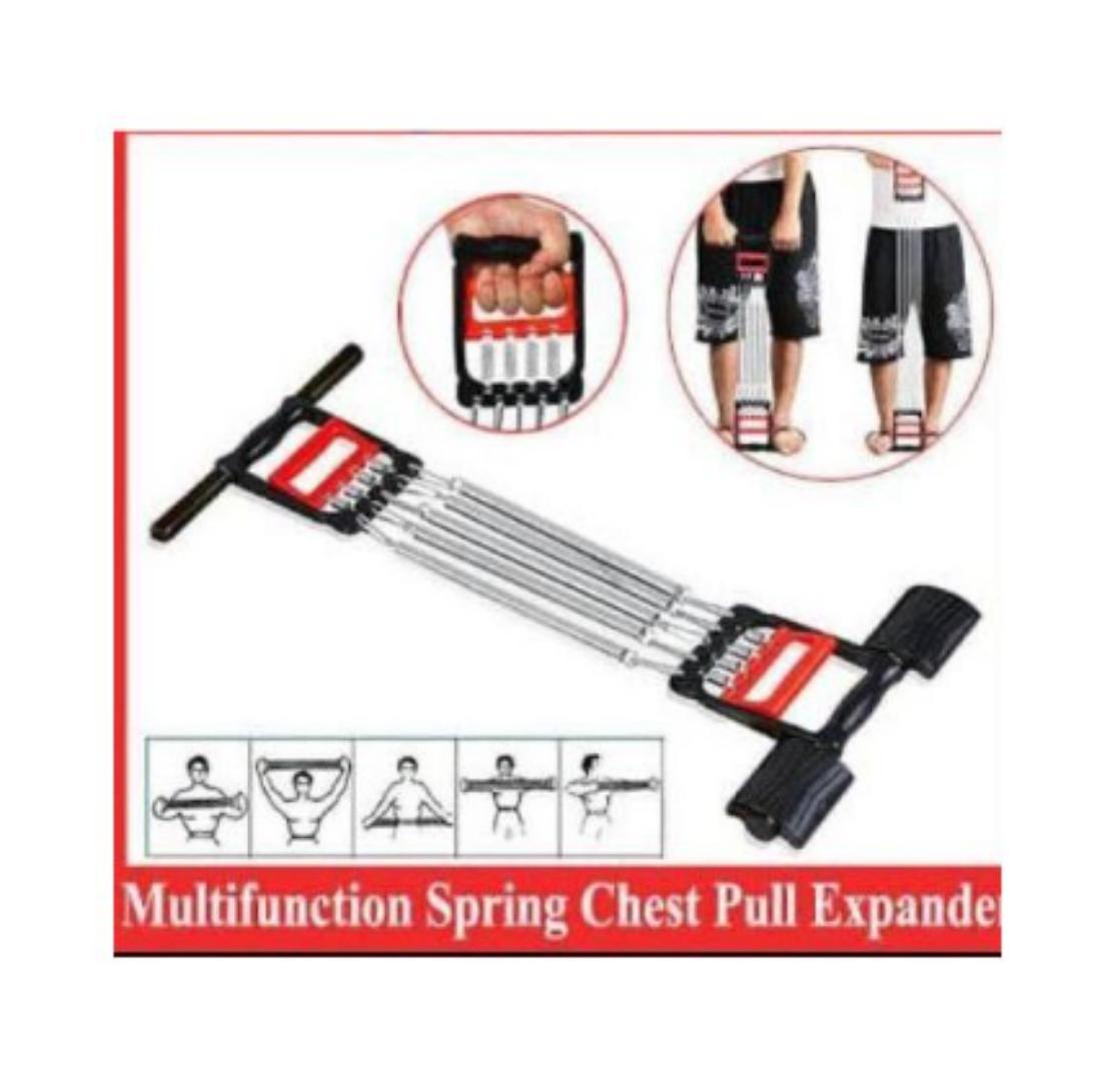 5 Detachable Multi Usage 3 in 1 Chest Expander Spring For Men And Women Inbuilt Hand Gripper w/ Tummy Trimmer Exerciser For Home