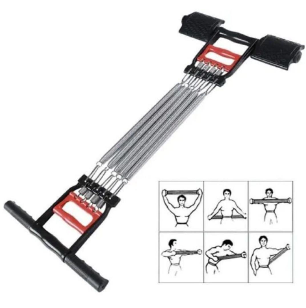 5 Detachable Multi Usage 3 in 1 Chest Expander Spring For Men And Women Inbuilt Hand Gripper w/ Tummy Trimmer Exerciser For Home