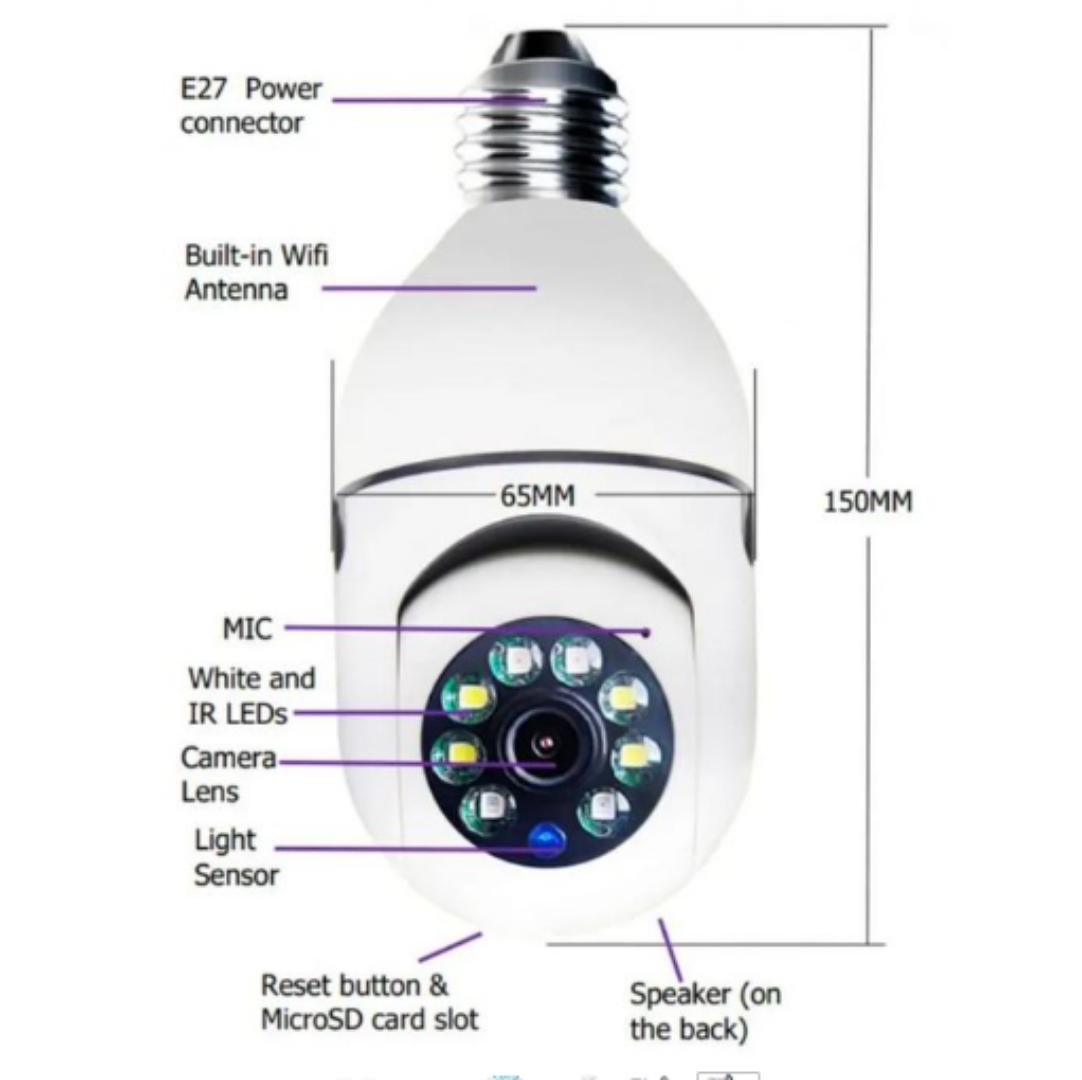 Bulb Camera Auto Rotating Wifi CCTV Surveillance Camera PTZ 1080P