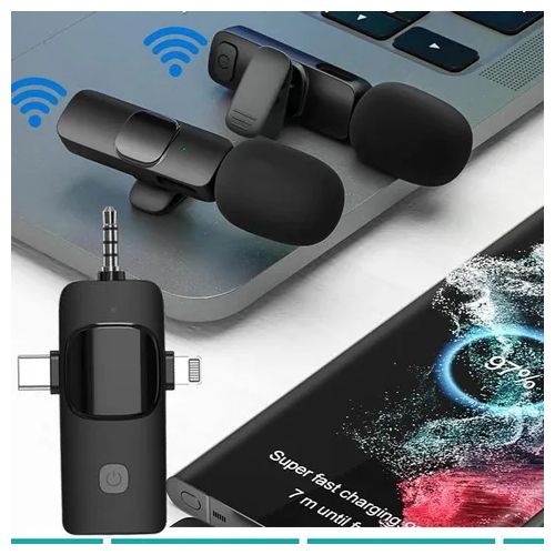 3 in 1 Wireless Microphone for iPhone, Camera, Android, iPad, Mini Microphone, USB C Microphone, iPhone Mic, 2.4G Ultra-Low Delay, Microphone for Video Recording/Vlog/TikTok/YouTube/Interview