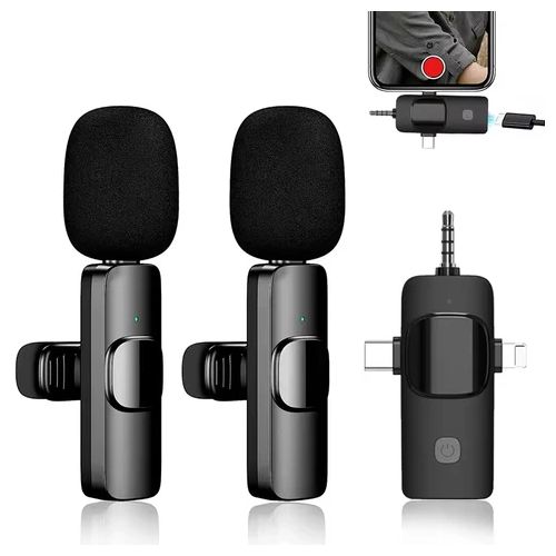 3 in 1 Wireless Microphone for iPhone, Camera, Android, iPad, Mini Microphone, USB C Microphone, iPhone Mic, 2.4G Ultra-Low Delay, Microphone for Video Recording/Vlog/TikTok/YouTube/Interview