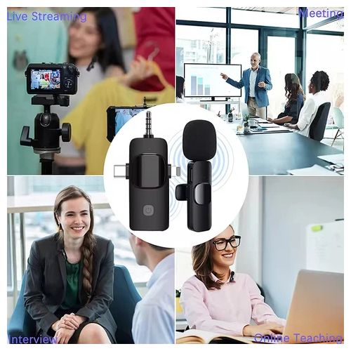 3 in 1 Wireless Microphone for iPhone, Camera, Android, iPad, Mini Microphone, USB C Microphone, iPhone Mic, 2.4G Ultra-Low Delay, Microphone for Video Recording/Vlog/TikTok/YouTube/Interview
