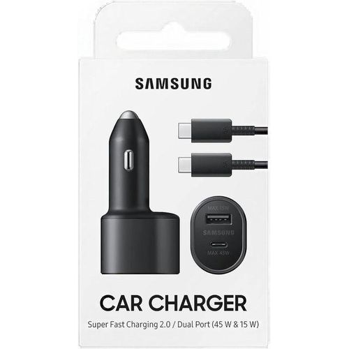 Samsung Super Fast Dual Car Charger Adapter(45W+15W) Two Port Pd With USB Type C-C Charging Data Cable