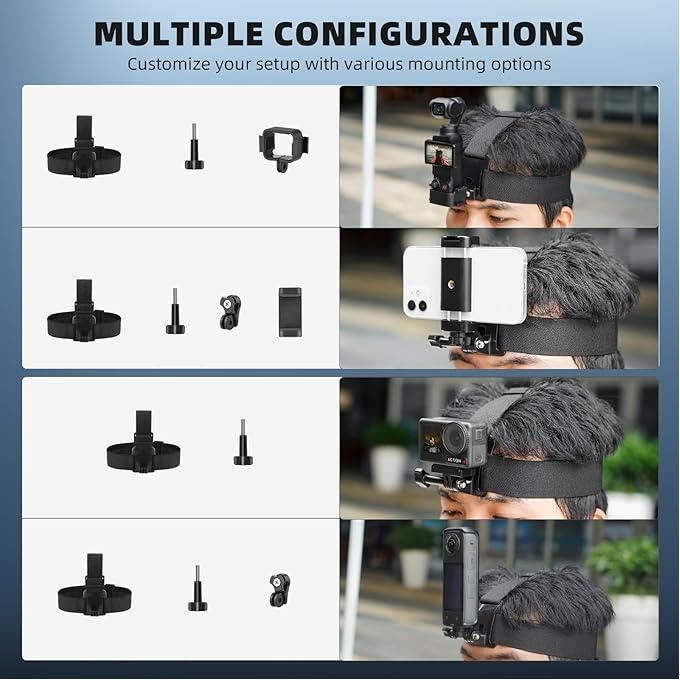 Bn Head Mounted Camera Holder With Adjustable Nylon Strap for Most Head Sizes, Mobile Phone POV Mount for Cycling, Fishing, Motorcycling and Other Outdoor Sports plus smartphone bluetooth shuttle