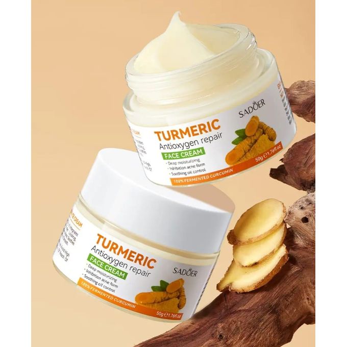 2 in 1, Sadoer Turmeric Cream + Tumeric Serum, the Combination of Sadoer Tumeric Cream and Turmeric Serum Guarantees Like Vitamin C, Deep Hydration, inhibits Acne formation, Lighten Acne Marks, Sooth
