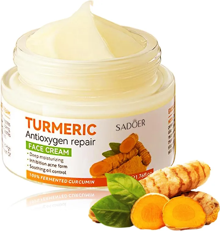 2 in 1, Sadoer Turmeric Cream + Tumeric Serum, the Combination of Sadoer Tumeric Cream and Turmeric Serum Guarantees Like Vitamin C, Deep Hydration, inhibits Acne formation, Lighten Acne Marks, Sooth