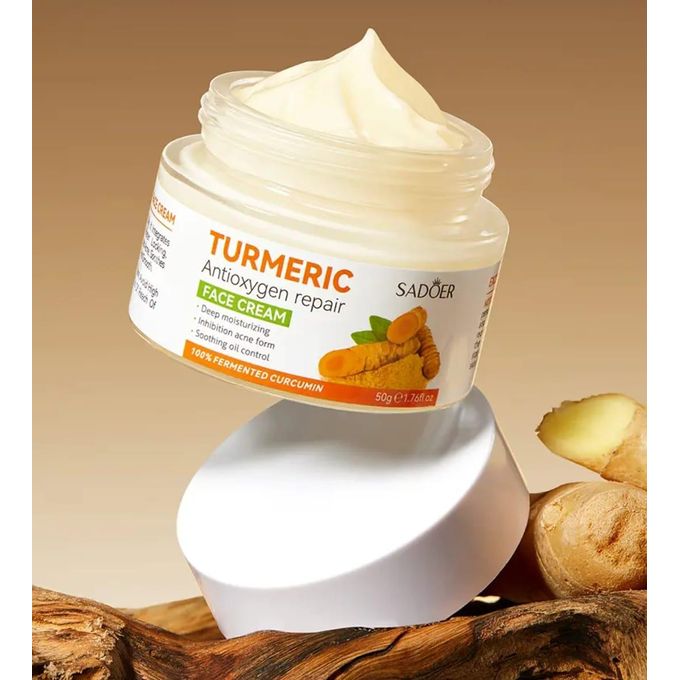 5 in 1 Sadoer Turmeric Set, Tumeric Cleanser + Face Serum +Face Toner + Face Cream + Collagen Soap, with unparelled Vitamin C capabilities, Helps in Preven Acne, Sooth, Hydrate, Lighjten Acne Marks