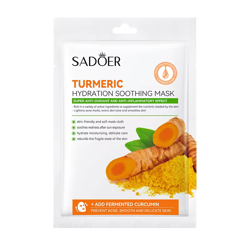 5 in 1 Set, Sadoer Turmeric Toner + 2 Face Mask + Turmeric Cream + Tumeric Cleanser , Can Combine with Vitamin C, Helps in Oil Control, Soothing, Lighten Acne Dark Marks, Prevent Acnes, Deep Hydration