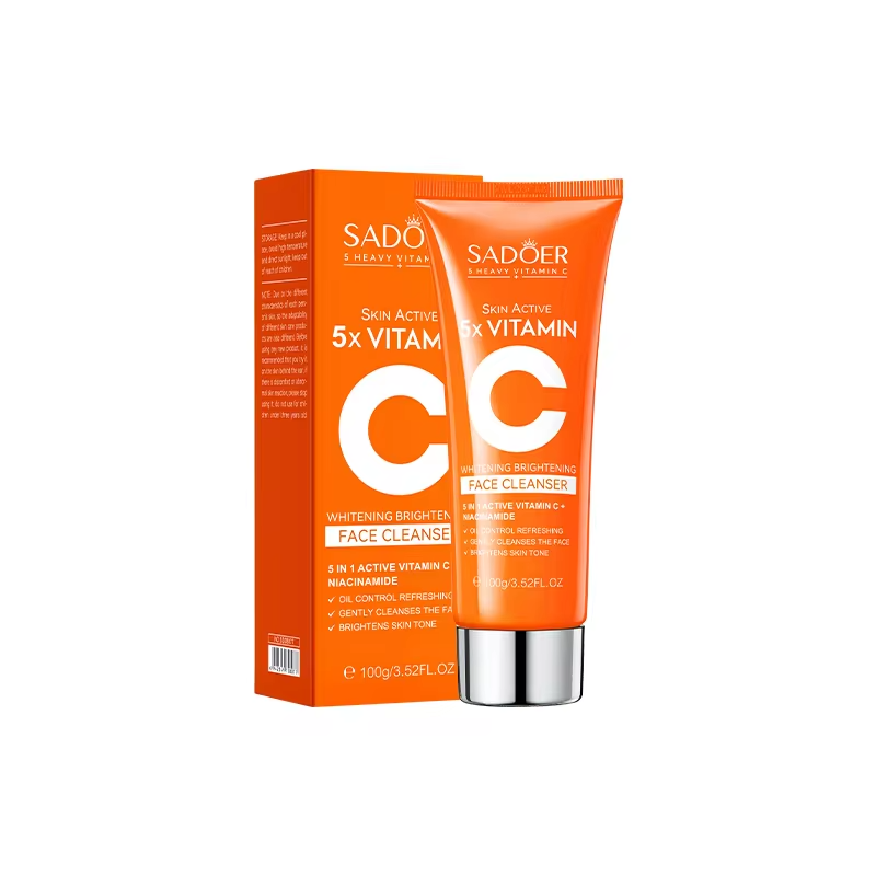 Sadoer 3 in 1 Skin Active 5 X Vitamin C Serum + Cream + Cleanser, The Trio Combination Guarantees Deep Hydration and Skin Water Locking, Brightening the Skin Tone, Nourish The Skin, Whiten Black Spot