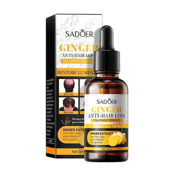 Sadoer 2 Pieces Ginger Hair Growth Serum + Anti Hair Loss Treatment Serum , Restores Lush Hair , Treat Alopecia, Effective in Hair Growth,Moisturizing and Softening Forked Hair, with ScalpCare