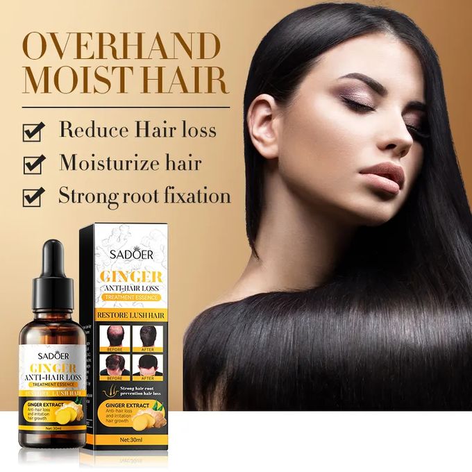 Sadoer 2 Pieces Ginger Hair Growth Serum + Anti Hair Loss Treatment Serum , Restores Lush Hair , Treat Alopecia, Effective in Hair Growth,Moisturizing and Softening Forked Hair, with ScalpCare
