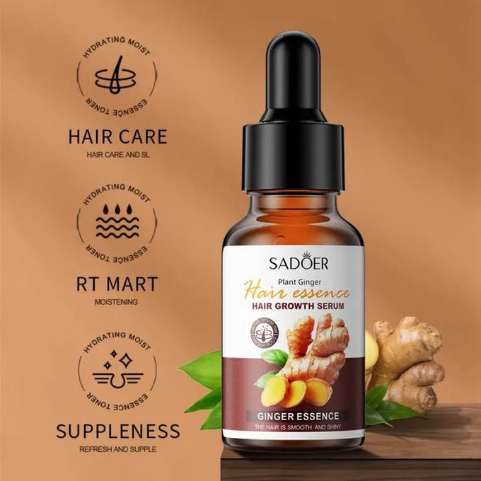 Sadoer 2 Pieces Ginger Hair Growth Serum + Anti Hair Loss Treatment Serum , Restores Lush Hair , Treat Alopecia, Effective in Hair Growth,Moisturizing and Softening Forked Hair, with ScalpCare