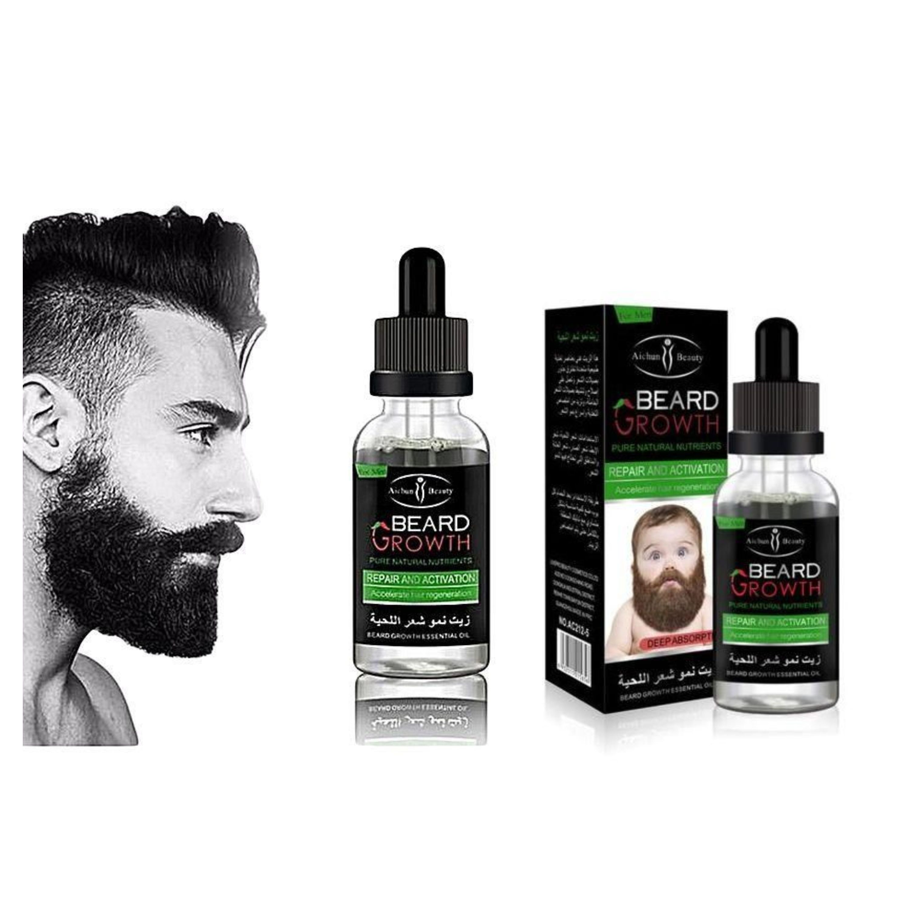 2 Pieces, Aichun Beard Oil, Aichun Beard Browth Oil for Beard Growth Hair Activation, Can use with Derma Roller for Quick results, Beard Care, with natural ingridients