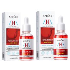 Sadoer 2 Pieces Set, Anti Acne Salicylic Acid AHA BHA Serum Black Heads Removal Serum, Control Oil, Shrink Pores, Smoothen, Can Add Vitamin C to the Routine ,Smoothens Skin, Exfoliates Old Skin Cellls