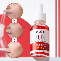 Sadoer 2 Pieces Set, Anti Acne Salicylic Acid AHA BHA Serum Black Heads Removal Serum, Control Oil, Shrink Pores, Smoothen, Can Add Vitamin C to the Routine ,Smoothens Skin, Exfoliates Old Skin Cellls
