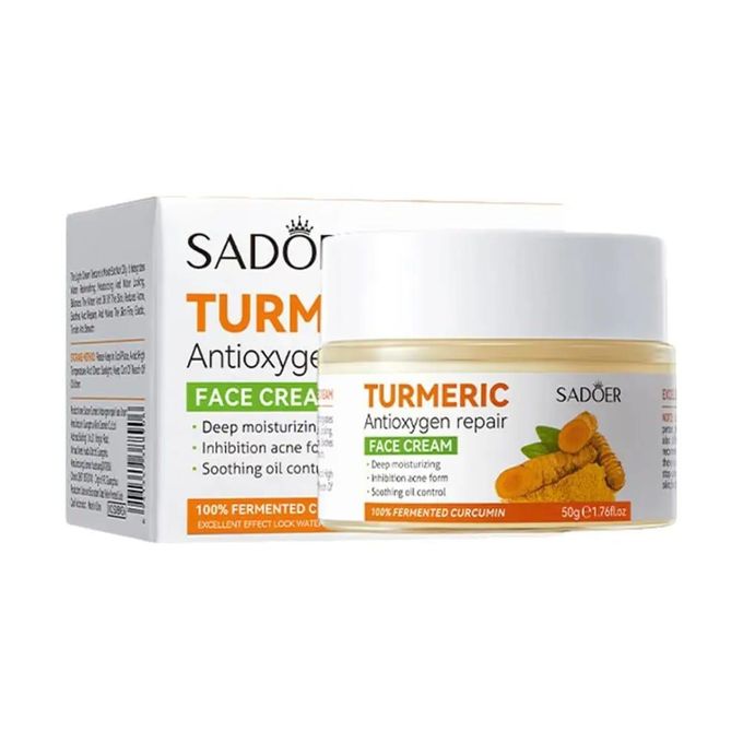 Sadoer Tumeric 3 in 1 Set, Turmeric Anti Acne Cleanser + Turmeric Face Serum + Tumeric Cream, Like Vitamin C, Guarantees Smooth Skin, Prevent Acnes, Control Oil, Remove Dark Spots , Moisturize, Refres