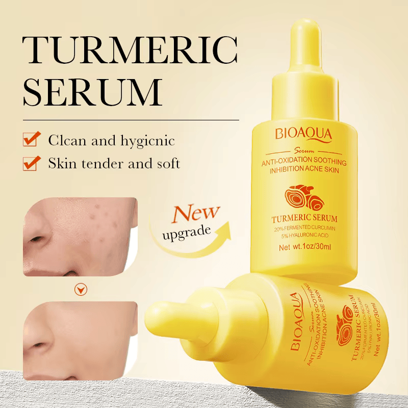 Sadoer 3 Pieces Turmeric , Sadoer Tumeric Serum Anti Acnes + Turmeric Cream + Turmeric Cleanser Pore Shrinking and Even Dark Spots Like Vitamin C, Deep Cleansing, For Face and Body Moisturizing Soap